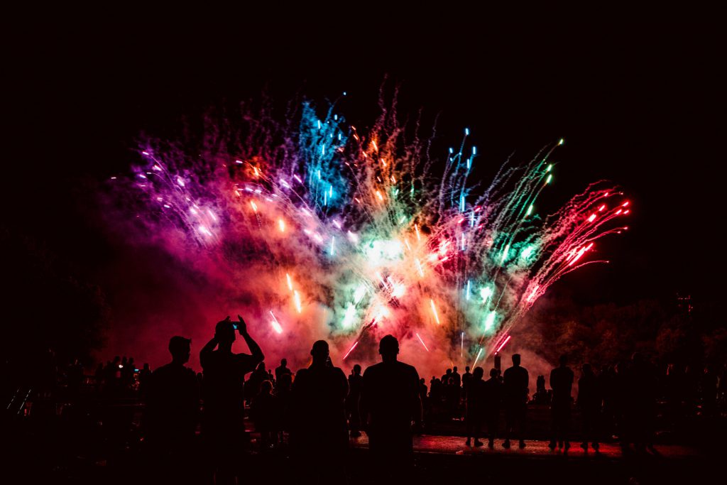 Multi colored fireworks